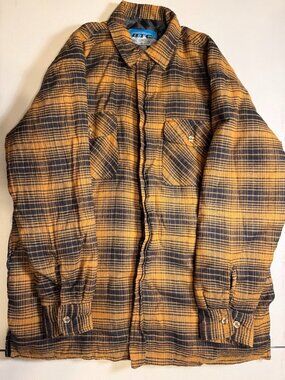 Bay Trading Co Mens L Plaid Flannel Shacket Quilted Lined Shirt Jacket